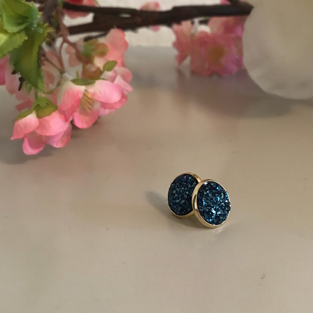 3 For $13 Blue Stainless Steel Druzy Earrings 🌸